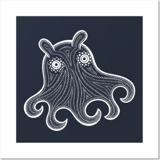 Flapjack or Dumbo Octopus Ink Art - on dark colors Posters and Art